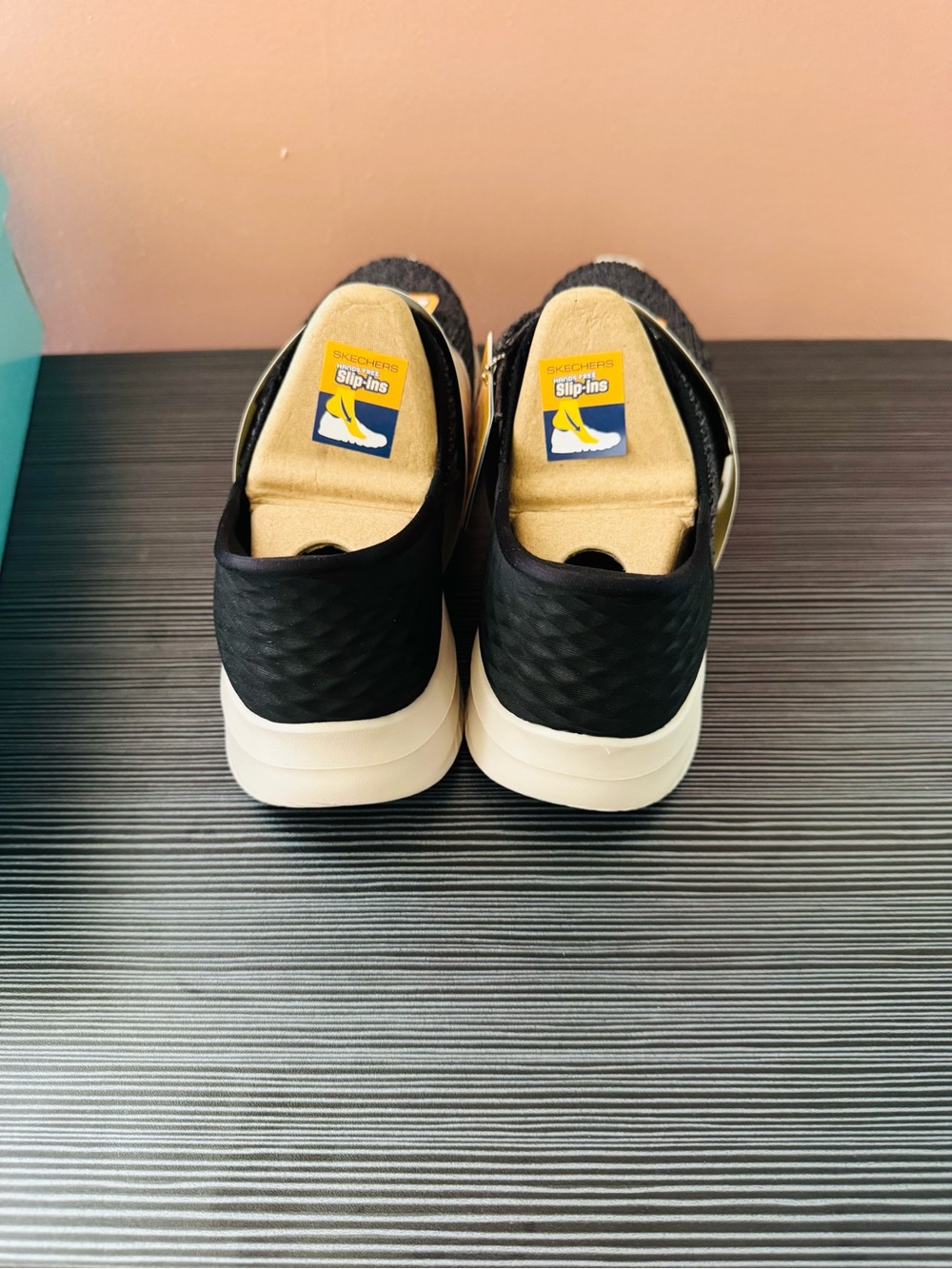 Skechers Women’s Black and White Slip-On Sneakers - Picture 6 of 7